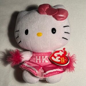 VTG Sanrio Hello Kitty Ty Beanie Baby Pink Cheerleader 6” Inch Plush 2013
